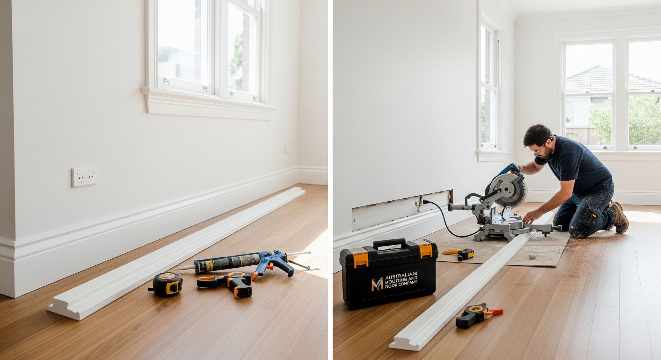 Skirting board installation in progress